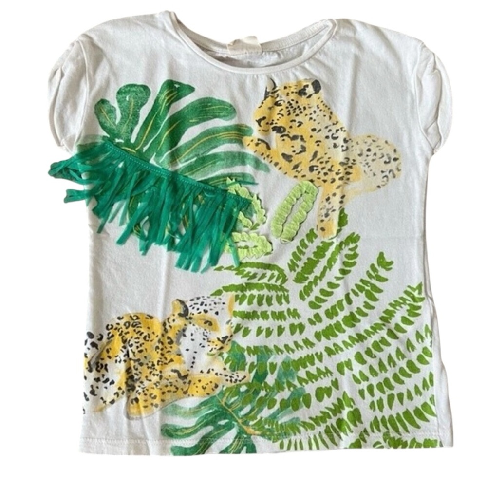 Zara Kids Bundle 3 Graphic T-Shirts Girls 5-6 Leopard Fringe Tropical Portrait - Picture 6 of 7